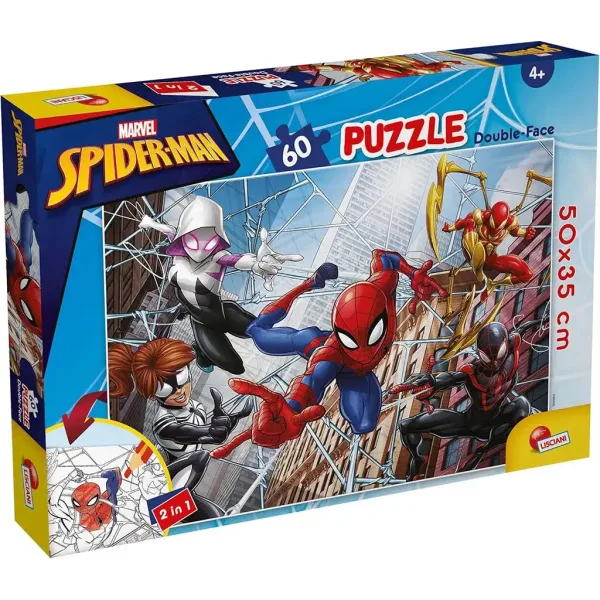 Spider-Man 2 w 1 puzzle 60 elementów i kolorowanka 50x35 cm - Lisciani zdjęcie 1
