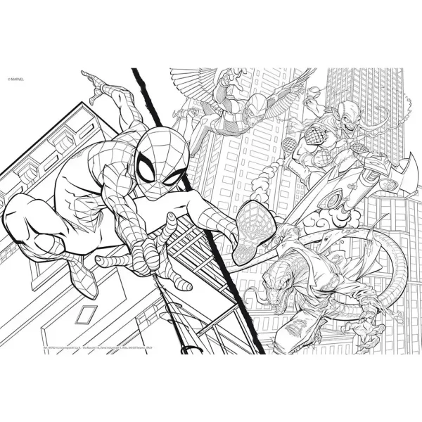 Spider-Man 2 w 1 puzzle i kolorowanka 108 elementów 50x35 cm - Lisciani zdjęcie 2