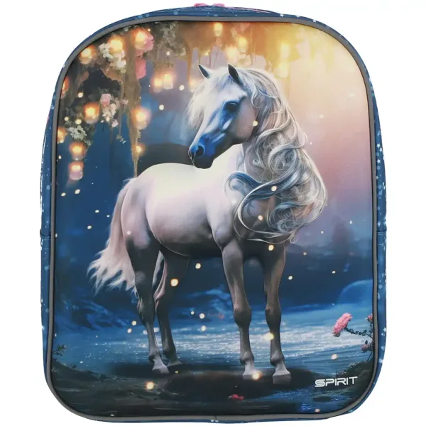 Spirit: Biały koń, 3D plecak przedszkolny z zaokrąglonym wzorem, 30x25x12 cm zdjęcie 3
