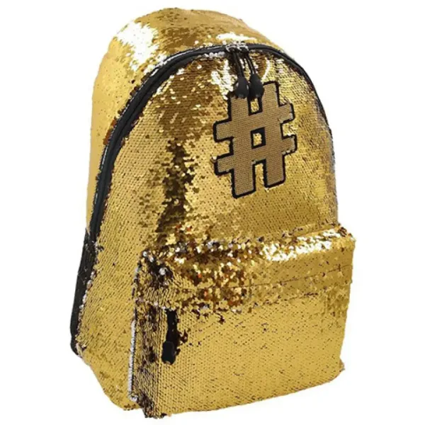 Spirit: Hashtag Gold brokatowy plecak szkolny, plecak 41x32x21cm zdjęcie 1