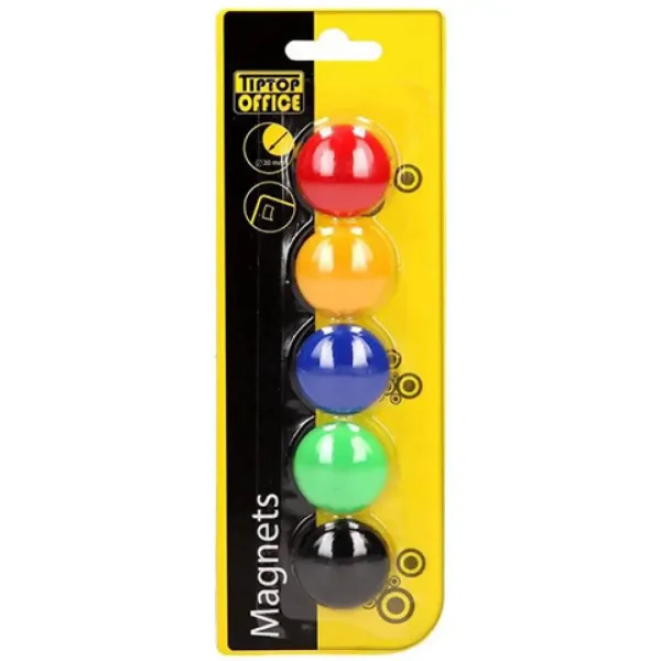 Spirit: Kolorowe magnesy do tablicy suchościeralnej, 30 mm, zestaw 5 sztuk zdjęcie 1