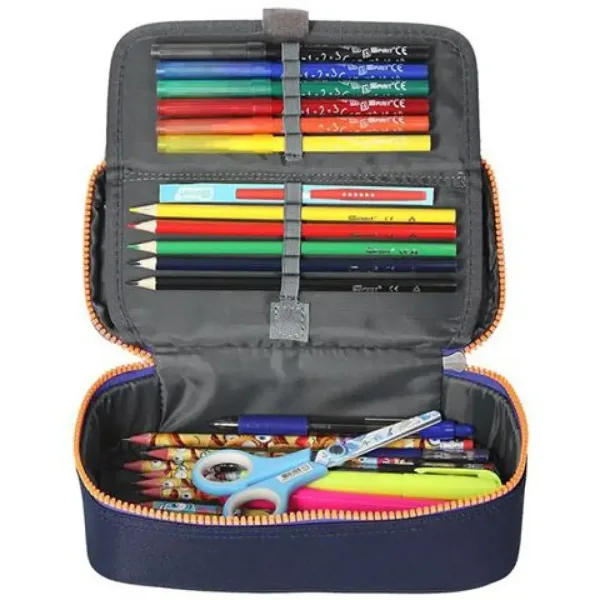 Spirit: My Bag granatowy owalny piórnik z pomarańczowym zamkiem błyskawicznym 23x10cm zdjęcie 3