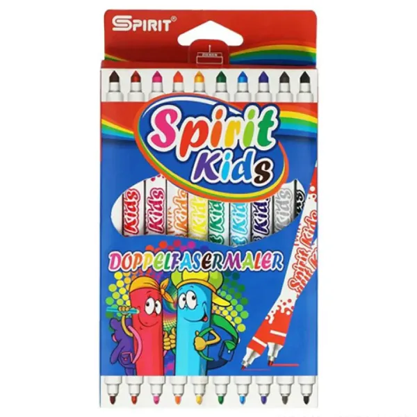 Spirit: Zestaw 10 dwustronnych kolorowych markerów cienko-grubo piszących zdjęcie 1