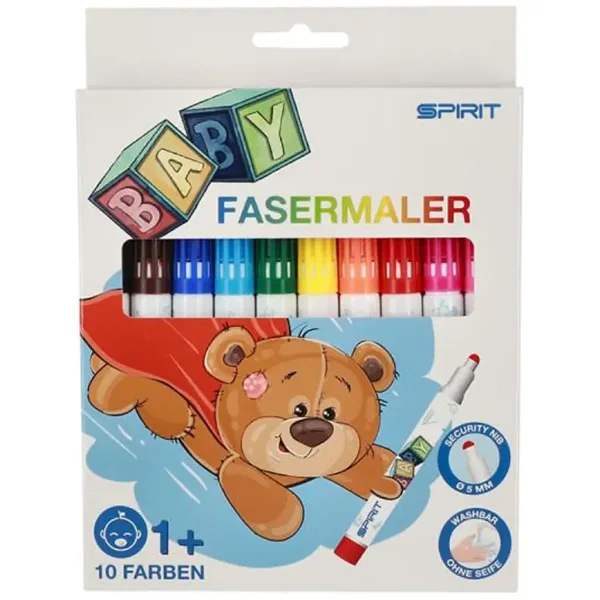 Spirit: Zestaw 10 kolorowych zmywalnych flamastrów dla dzieci zdjęcie 1