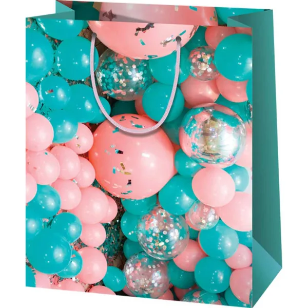Średniej wielkości torebka prezentowa z motywem kolorowych balonów 18x10x23 cm zdjęcie 1