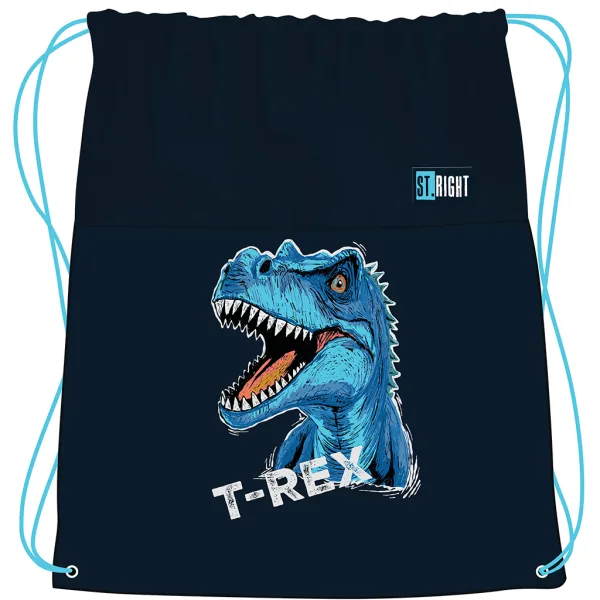 St.Right Niebieski worek na buty T-Rex, worek sportowy 34x43 cm zdjęcie 1