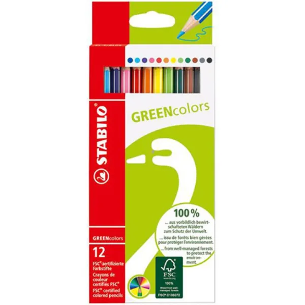 Stabilo: FSC GREENcolors zestaw 12 kolorowych kredek zdjęcie 1