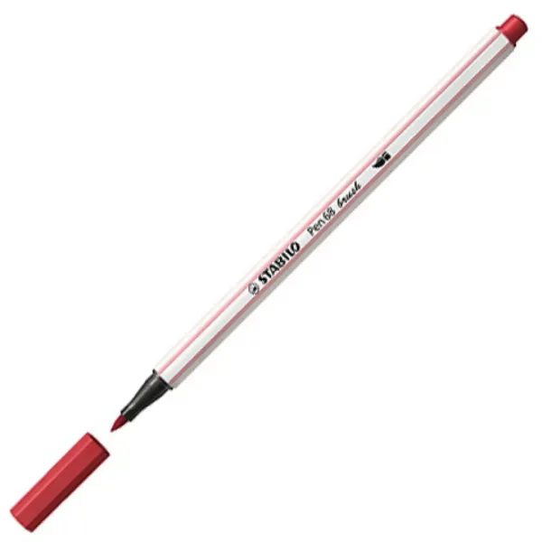 Stabilo: Pen 68 brush z pędzelkową końcówką w kolorze ciemnoczerwonym