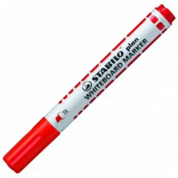 Stabilo: Plan WhiteBoard marker z ściętą końcówką, czerwony kolor zdjęcie 1
