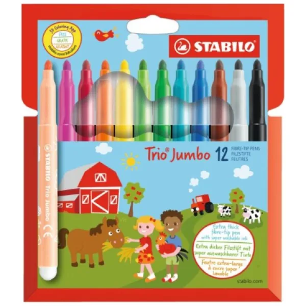 Stabilo: Trio Jumbo zestaw 12 kolorowych flamastrów zdjęcie 1