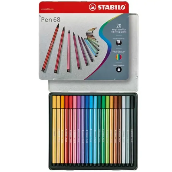 Stabilo: Zestaw flamastrów Pen 68 w metalowym pudełku, 20 sztuk zdjęcie 2