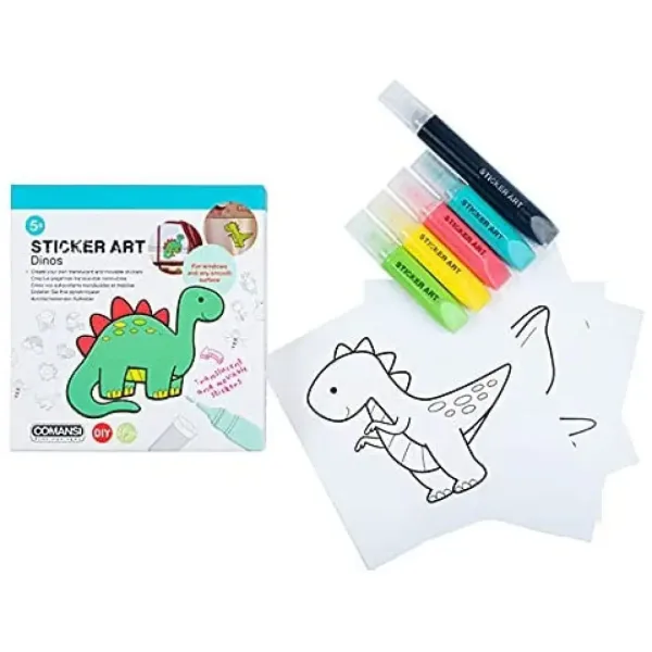 Sticker Art: Zestaw kolorowanek z naklejkami Dinozaury - Comansi zdjęcie 1