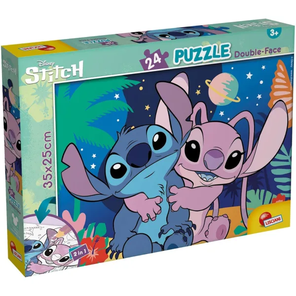 Stitch 2 w 1 puzzle 24-elementowe i kolorowanka 35x25 cm - Lisciani