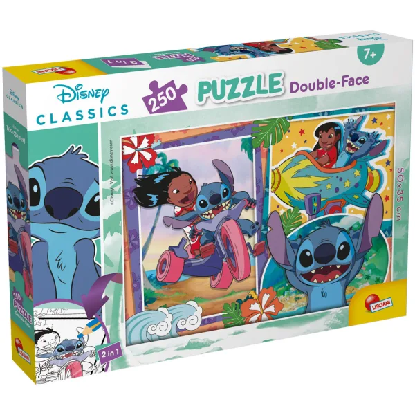Stitch 2 w 1, puzzle 250 elementów i kolorowanka 50x35 cm - Lisciani zdjęcie 1