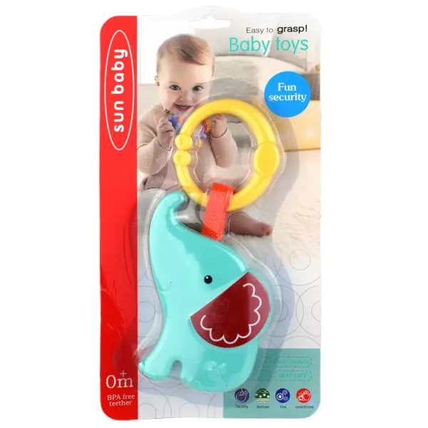 Sun Baby: Wesoły słoń BPA free niebieska grzechotka dla niemowląt zdjęcie 4