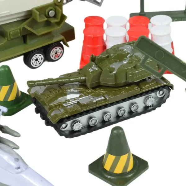 Super Army: Zestaw wojskowy z metalowymi pojazdami i samolotem z napędem zamachowym w dwóch wariantach zdjęcie 11
