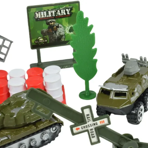 Super Army: Zestaw wojskowy z metalowymi pojazdami i samolotem z napędem zamachowym w dwóch wariantach zdjęcie 8