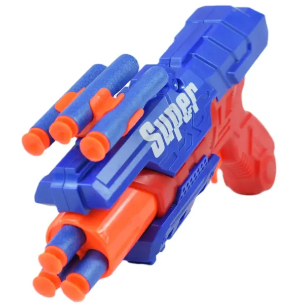 Super Gun: Pistolet na strzałki z pianki z nabojami, o zasięgu 12 metrów, 23x13 cm zdjęcie 2