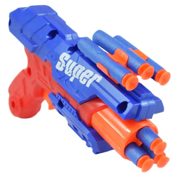 Super Gun: Pistolet na strzałki z pianki z nabojami, o zasięgu 12 metrów, 23x13 cm zdjęcie 3