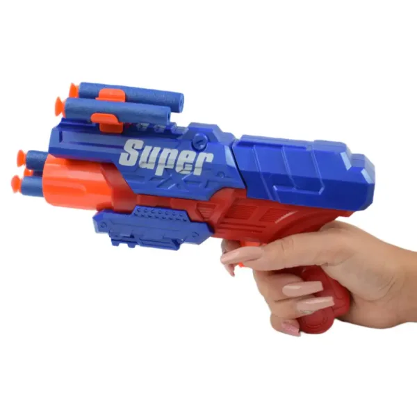 Super Gun: Pistolet na strzałki z pianki z nabojami, o zasięgu 12 metrów, 23x13 cm zdjęcie 5