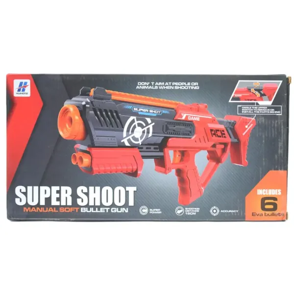 Super Shoot: Manualna broń miotająca z gąbkowymi nabojami 47 cm zdjęcie 5