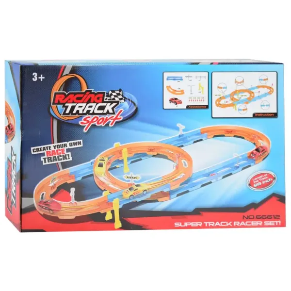 Super Track 24-elementowy zestaw toru wyścigowego ze spiralą i samochodem z napędem pull-back w skali 1/64 zdjęcie 2