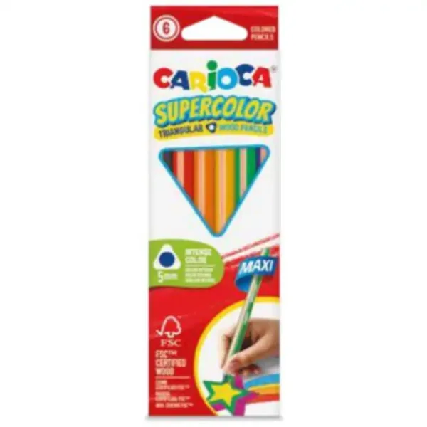 SuperColor trójkątne 6-sztukowe maxi kredki - Carioca zdjęcie 1