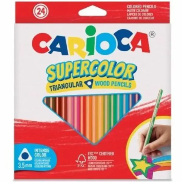 SuperColor trójkątny zestaw 24 kolorowych kredek - Carioca zdjęcie 1