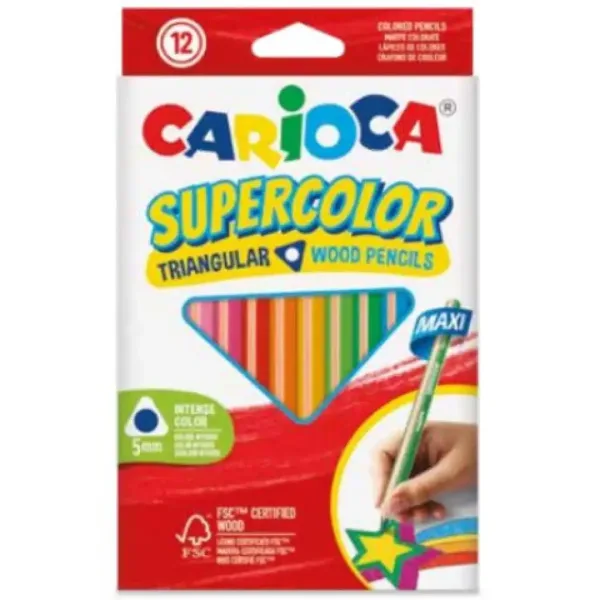 SuperColor zestaw 12 trójkątnych dużych kredek kolorowych - Carioca zdjęcie 1
