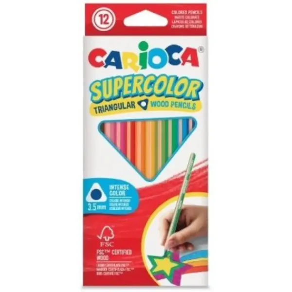 SuperColor zestaw 12 trójkątnych kredek kolorowych - Carioca zdjęcie 1