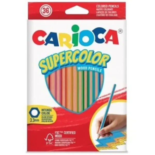 SuperColor zestaw trójkątnych kredek 36 sztuk - Carioca zdjęcie 1