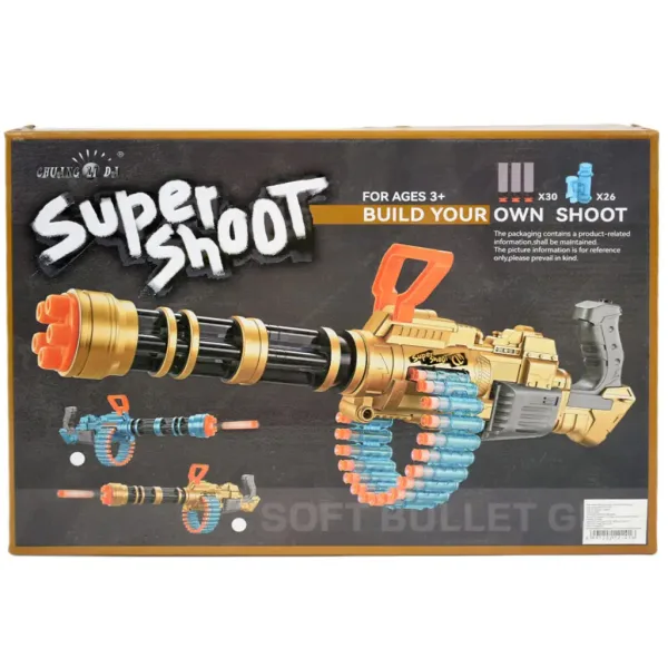 SuperShoot: Elektroniczny gigantyczny karabin maszynowy na piankowe pociski z nabojami i akumulatorem, 70 cm zdjęcie 11