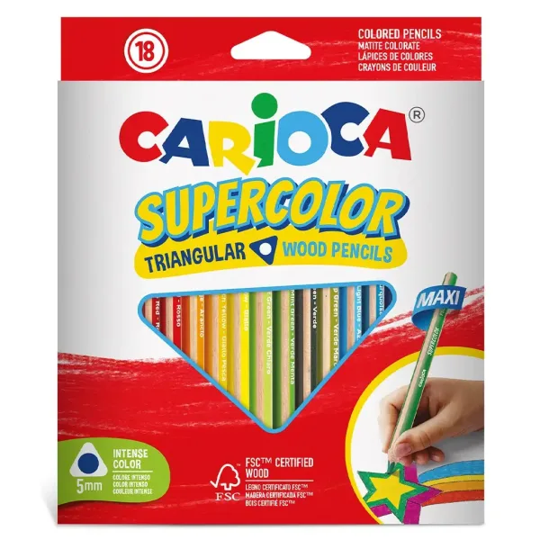 Supercolor trójkątny zestaw 18 maxi kredek ołówkowych - Carioca zdjęcie 1