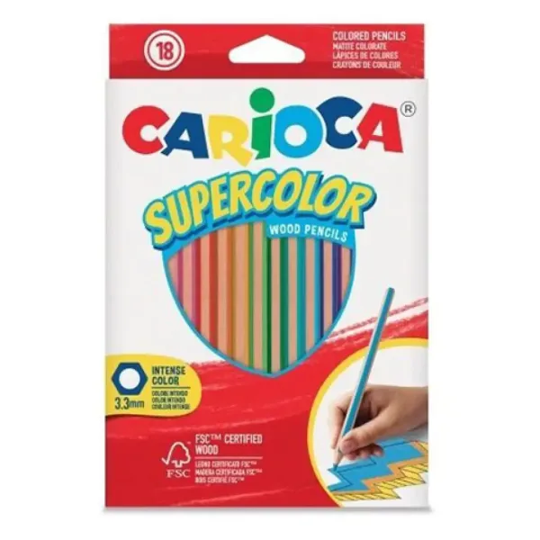 Supercolor zestaw kolorowych kredek 18 sztuk - Carioca