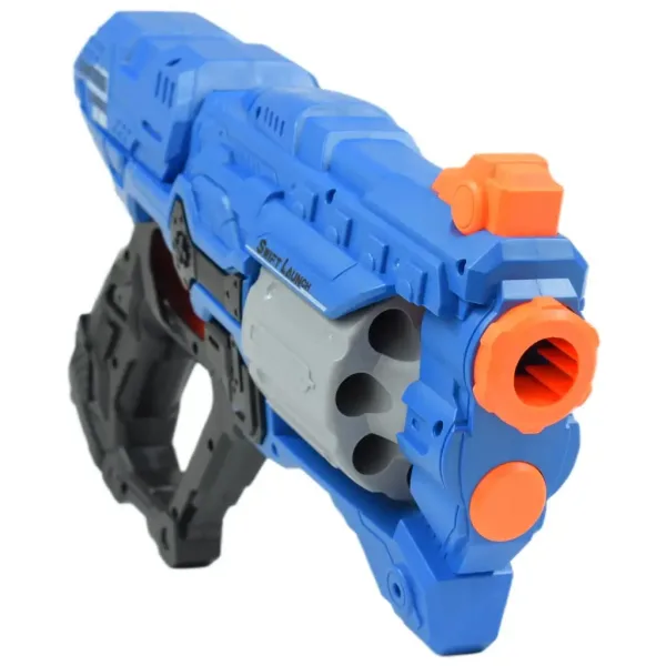 Swift Launcher: Ręczna wyrzutnia piankowych pocisków z obrotowym bębnem, z nabojami i tarczą, 32 cm zdjęcie 3