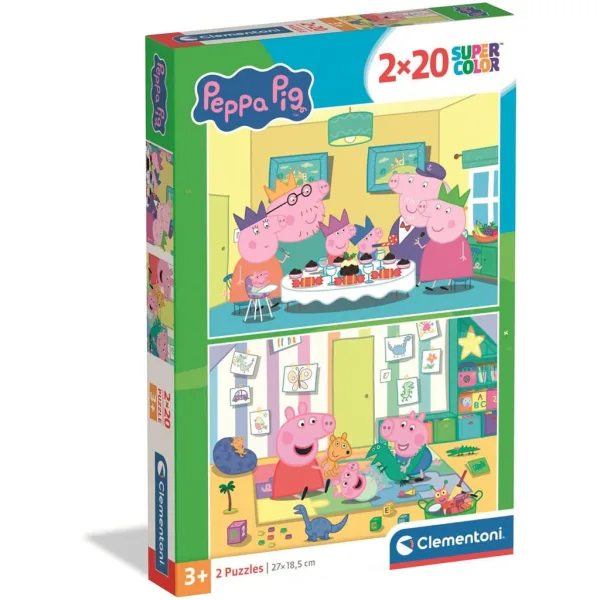 Świnka Peppa 2x20 elementów Supercolor puzzle - Clementoni zdjęcie 1