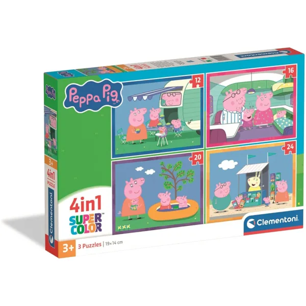 Świnka Peppa 4 w 1 Supercolor puzzle - Clementoni zdjęcie 1
