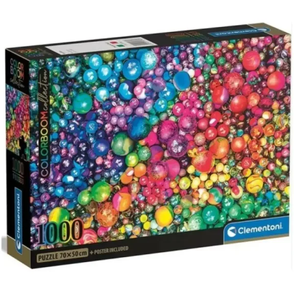 Szklane kulki ColorBoom Collection 1000-elementowe puzzle z plakatem - Clementoni zdjęcie 1