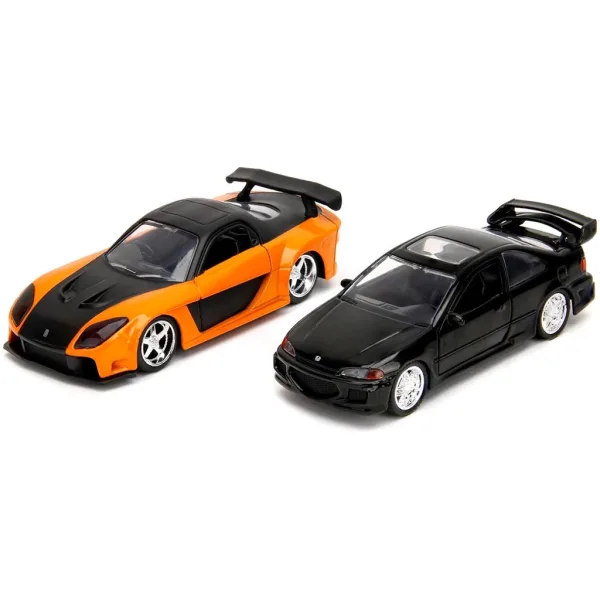 Szybcy i Wściekli: Seria Legacy - Zestaw metalowych modeli samochodów Mazda RX-7 Hana i Heist Honda Civic w skali 1/32 - Jada Toys zdjęcie 2