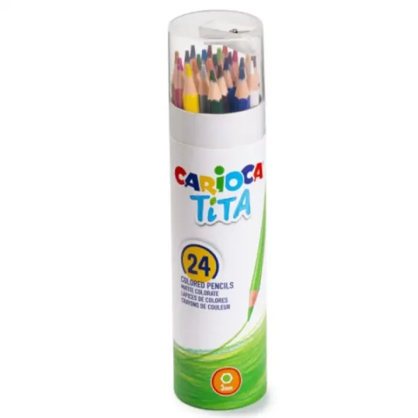 Tita 24-sztukowy zestaw kolorowych kredek w tubie - Carioca zdjęcie 1