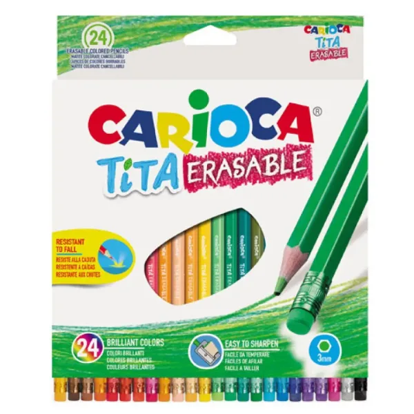 Tita kolorowe kredki 24 sztuki z gumką - Carioca zdjęcie 1
