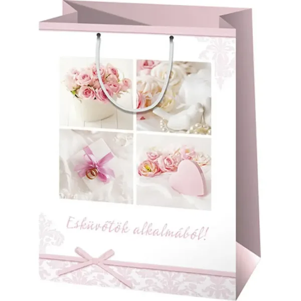 Torba prezentowa w rozmiarze XL z motywem i napisem ślubnym, 33x15x44 cm zdjęcie 1