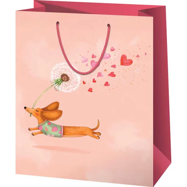 Torebka prezentowa w rozmiarze standardowym z motywem jamnika 11×6×14 cm zdjęcie 1
