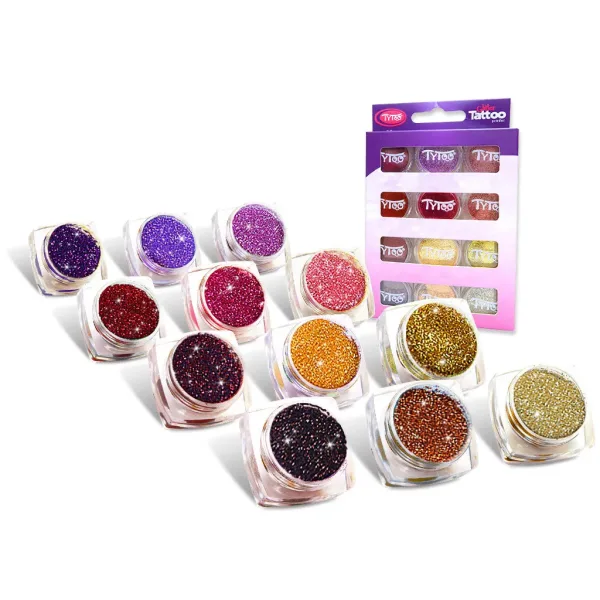 TyToo: Zestaw pyłu brokatowego w ciepłych kolorach 12 x 2,5 ml zdjęcie 2