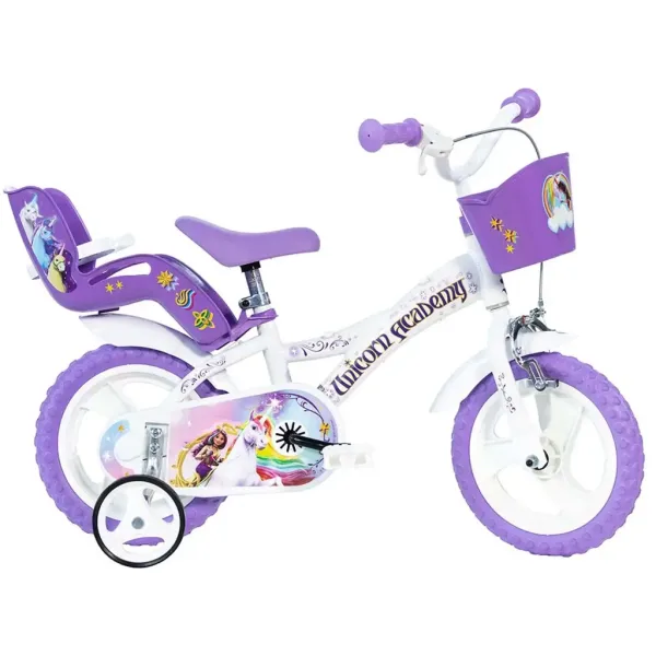 Unicorn Academy biało-fioletowy rower w rozmiarze 12 – rower Dino Bikes zdjęcie 1
