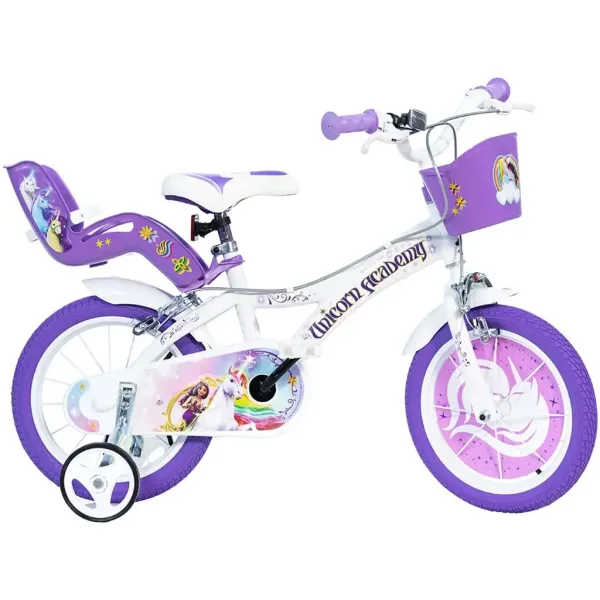 Unicorn Academy biało-fioletowy rower w rozmiarze 14 - rower Dino Bikes zdjęcie 1