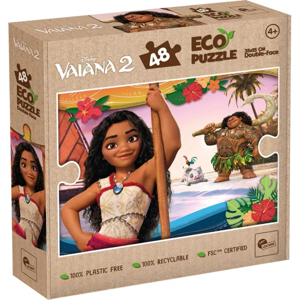 Vaiana 2: Przygody na morzu 2 w 1 – ekologiczna mini układanka 48 elementów i kolorowanka 35x25 cm – Lisciani zdjęcie 1