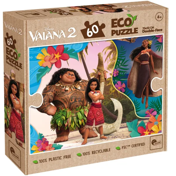 Vaiana 2 w 1, 60-elementowe ekologiczne puzzle i kolorowanka 70x50 cm - Lisciani zdjęcie 1