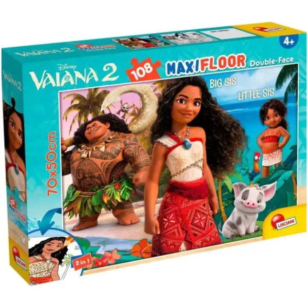 Vaiana 2 w 1, puzzle i kolorowanka, 108 elementów, 70x50 cm – Lisciani zdjęcie 1