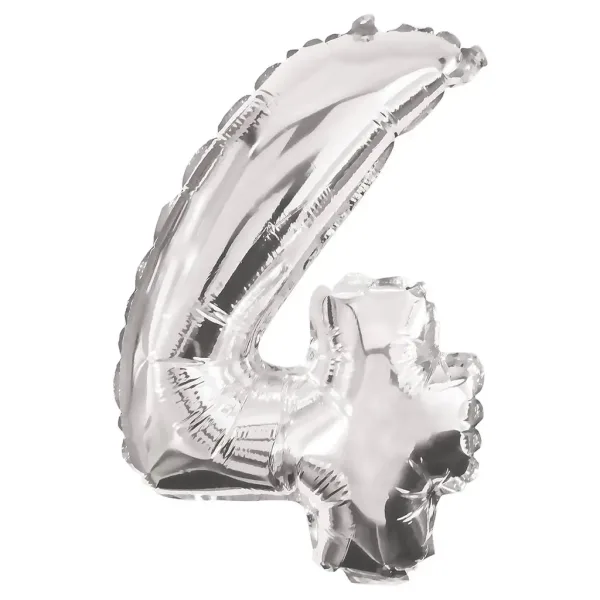 Srebrny balon foliowy cyfra 4 – 86 cm zdjęcie 1